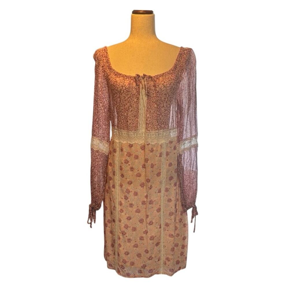 Boston Proper Pink Off the Shoulder Lace Floral Dress Size Medium AA0513